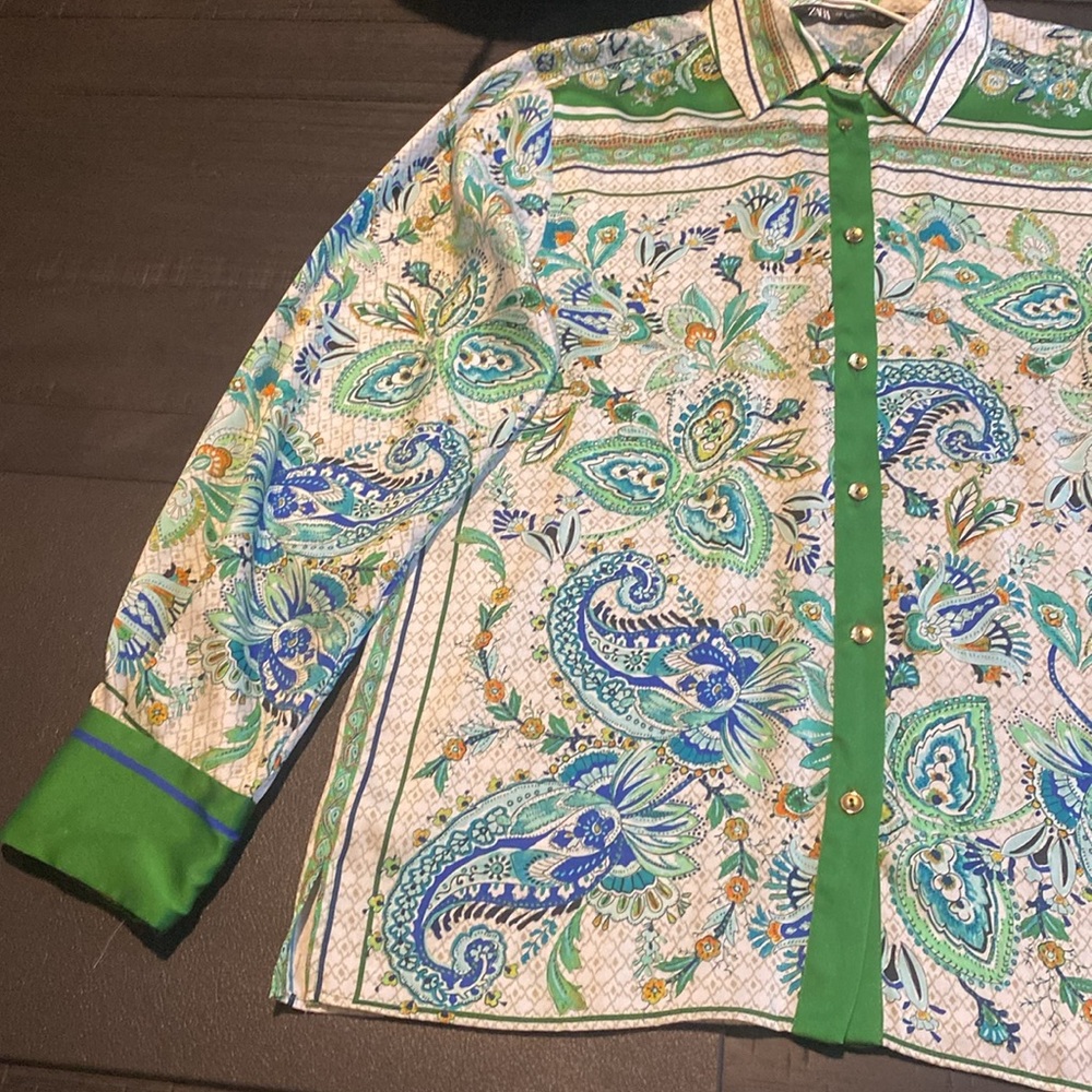 Zara Patterned Button Down Blouse - image 5
